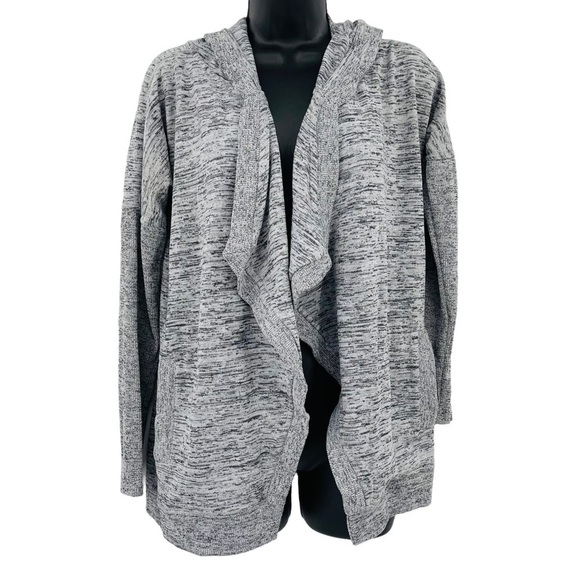 Athleta blissful wrap cardigan sweater hooded grey space dye women's size xs‎ - Picture 1 of 13